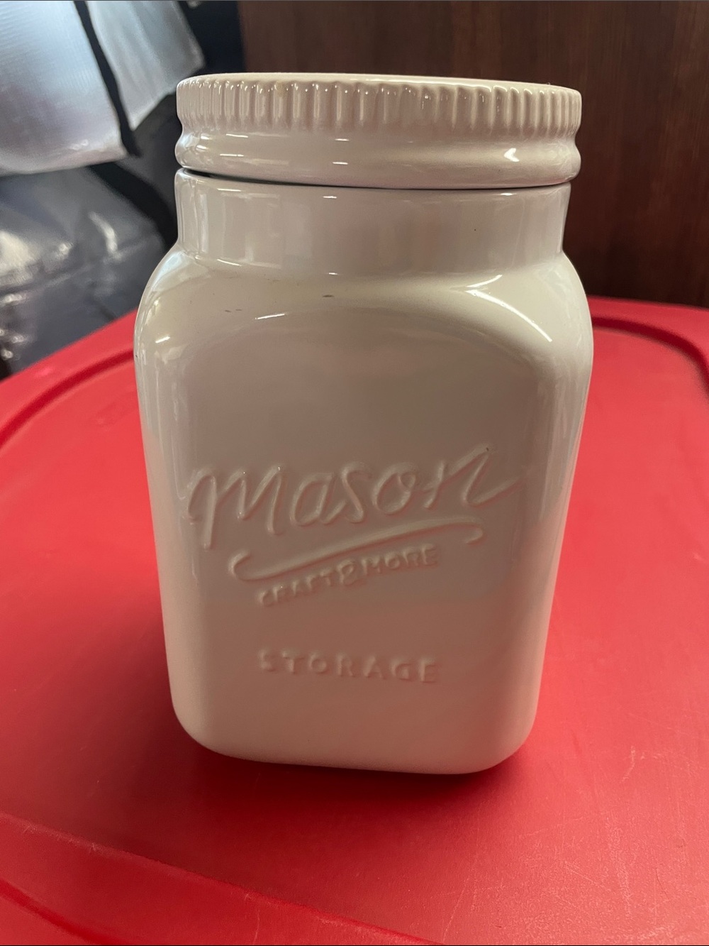 Mason White Ceramic Pantry Storage Jar with Screw-Top Lid